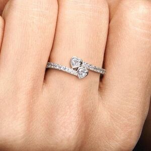 Pandora Two Sparkling Hearts Ring
Sterling silver size 56